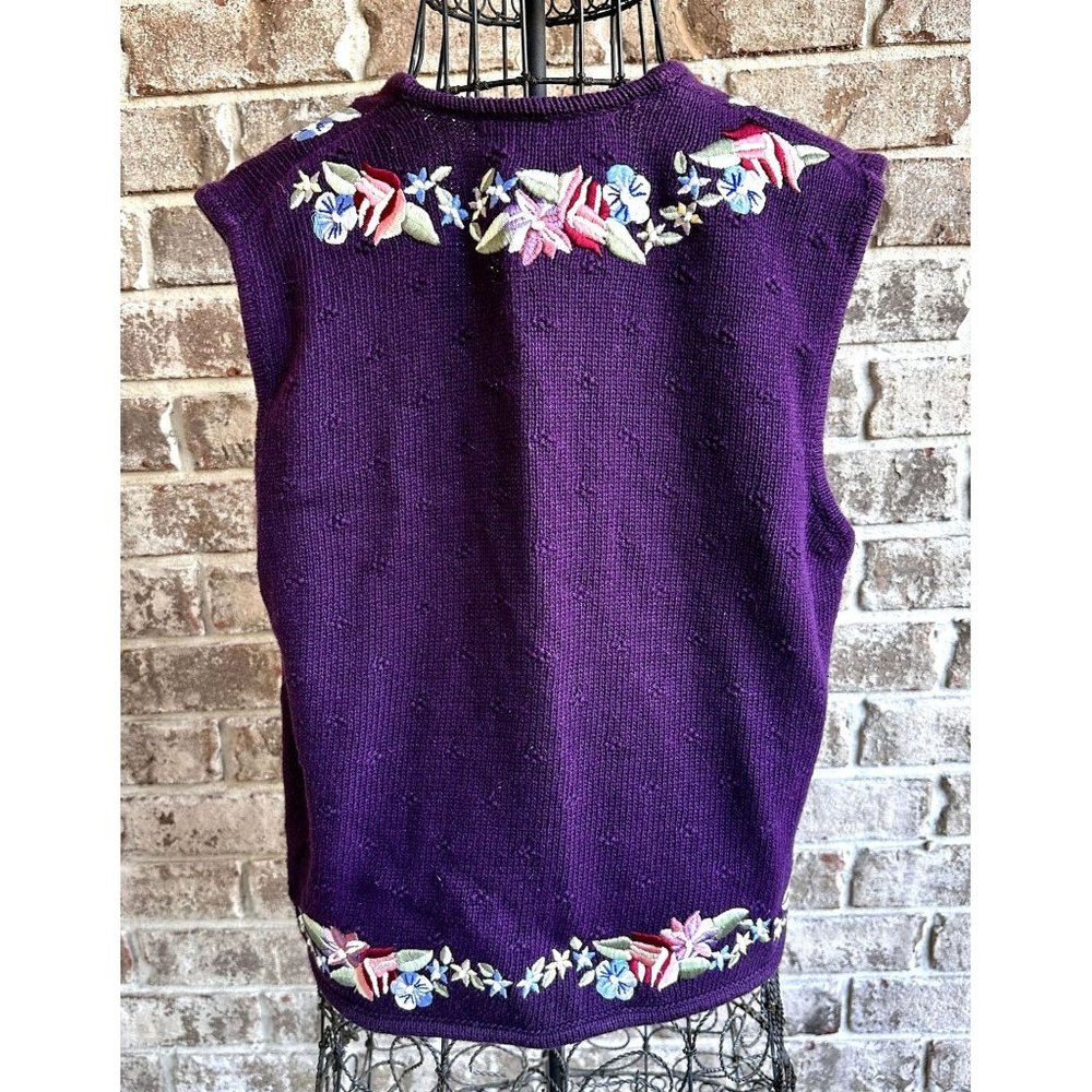 Vintage Marisa Christina Classics Floral Vest Small Plum Embroider Sweat… - Picture 4 of 12